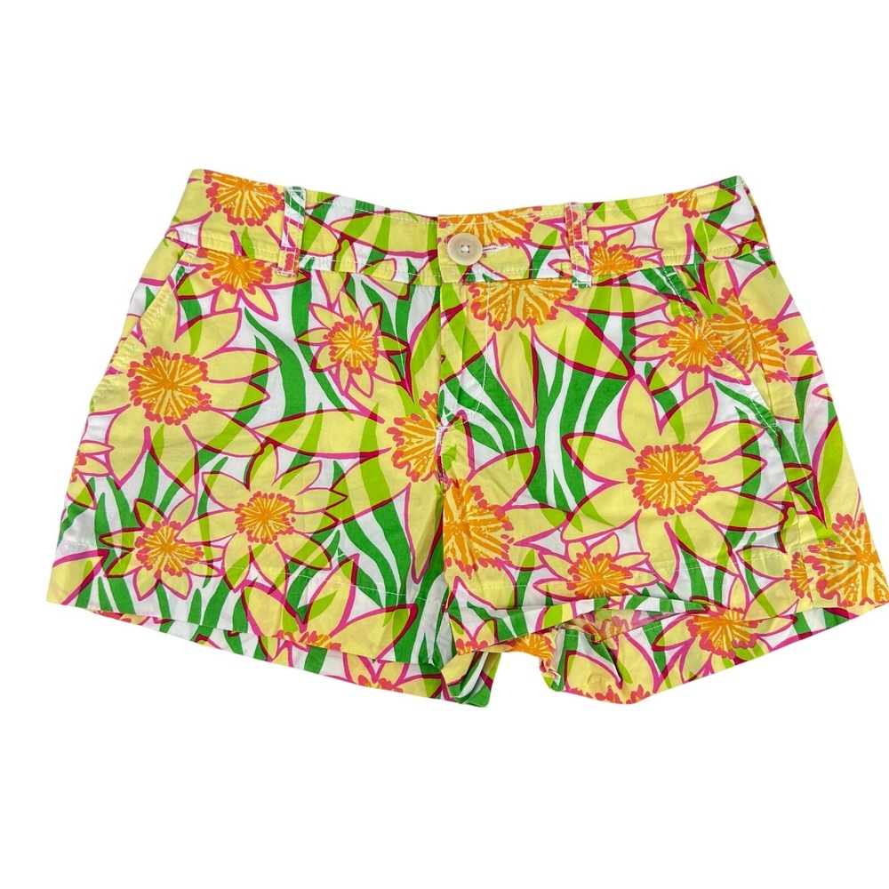 EUC Lilly Pulitzer Yellow Callahan Sunflower Daffodil Day Shorts 4 Preppy